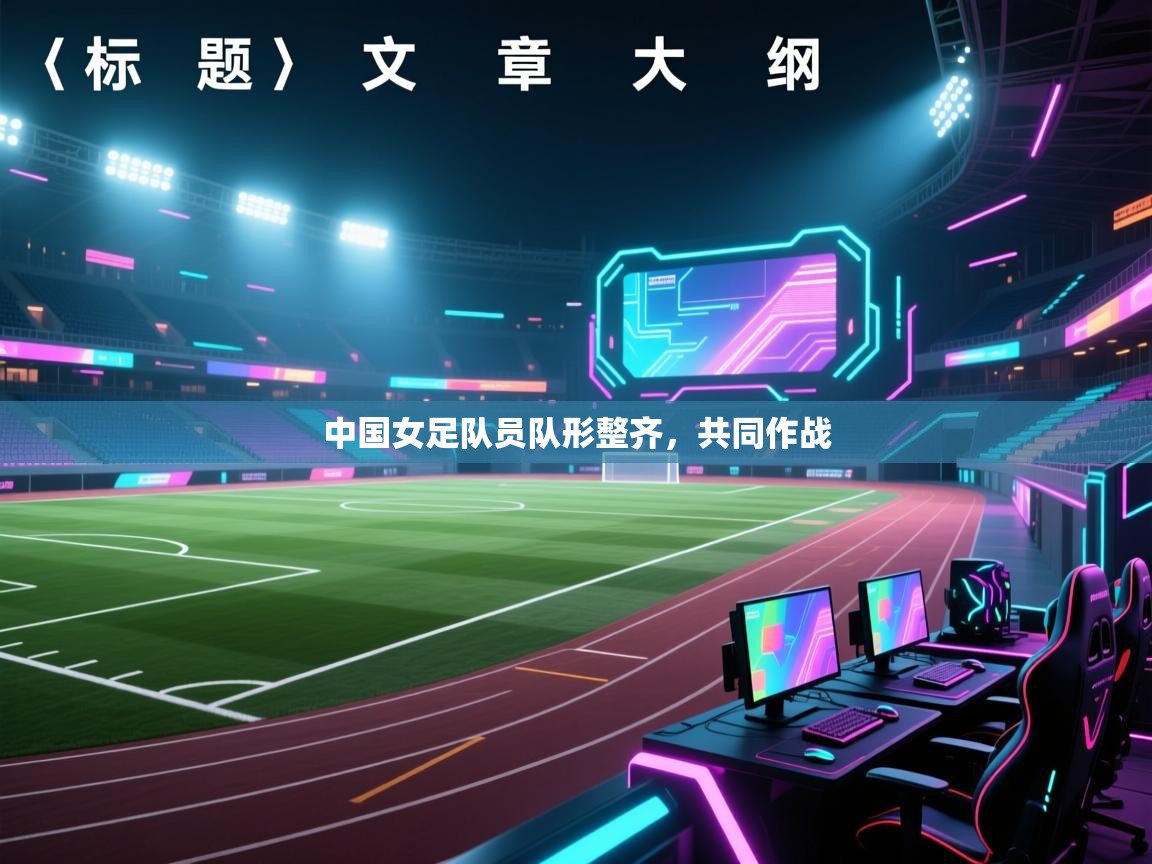 中国女足队员队形整齐，共同作战